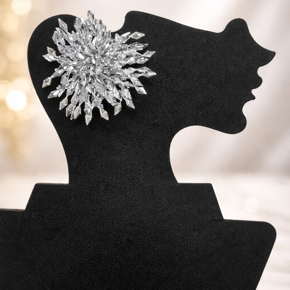 Elegant Silver Crystal Brooch